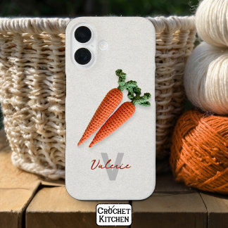 Quirky Amigurumi Minimalist Crochet Carrots Name iPhone 16 Case