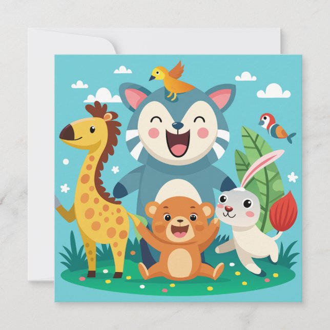 Quirky Animal Thank You Card (Front)