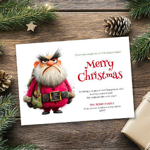 Quirky annoyed Santa editable holiday greeting car