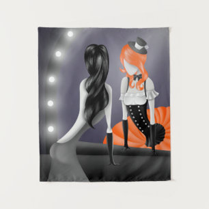 Quirky Ballerina & Dancer refection Orange  Tapestry