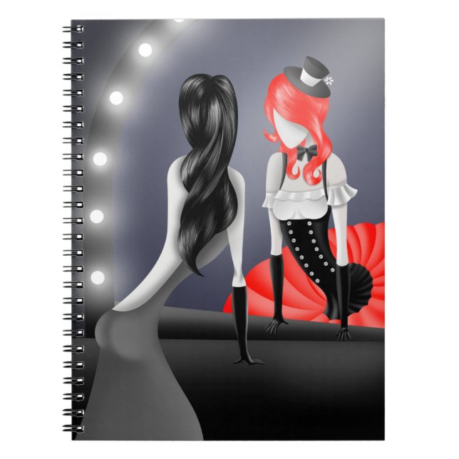 Quirky Ballerina & Dancer refection Red Notebook (Front)