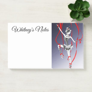 Quirky Ballerina Puppet Red Ribbons Post-it Notes