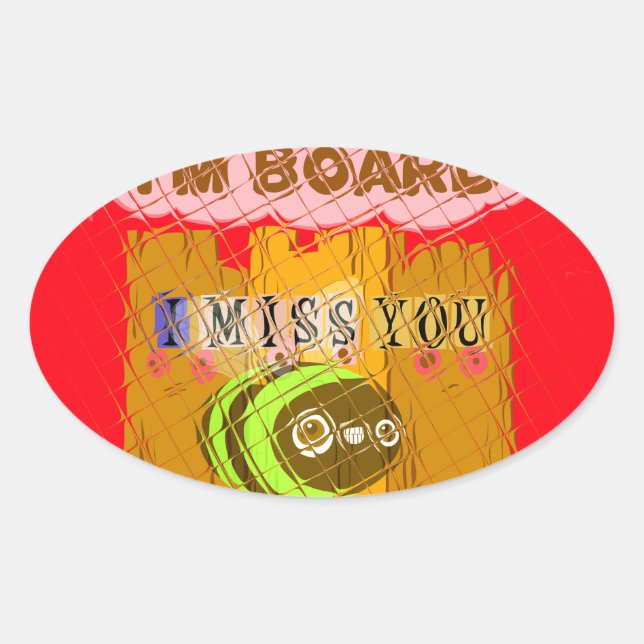 Quirky Bee Art Print Oval Sticker (Front)