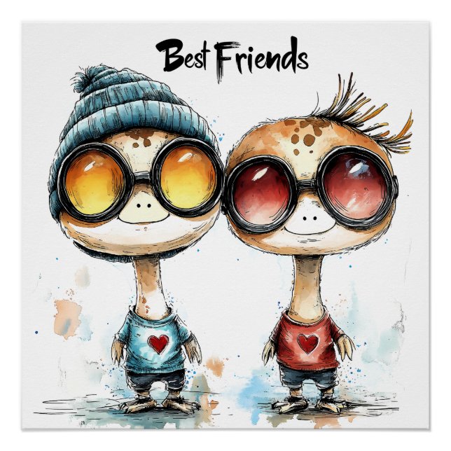 Quirky "Best Friends" Wall Art (Front)