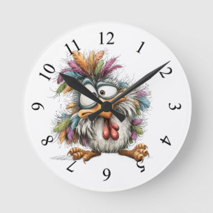 Quirky Bird Round Clock