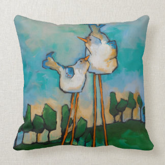 quirky birds throw pillow