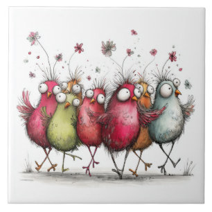 quirky birds tile