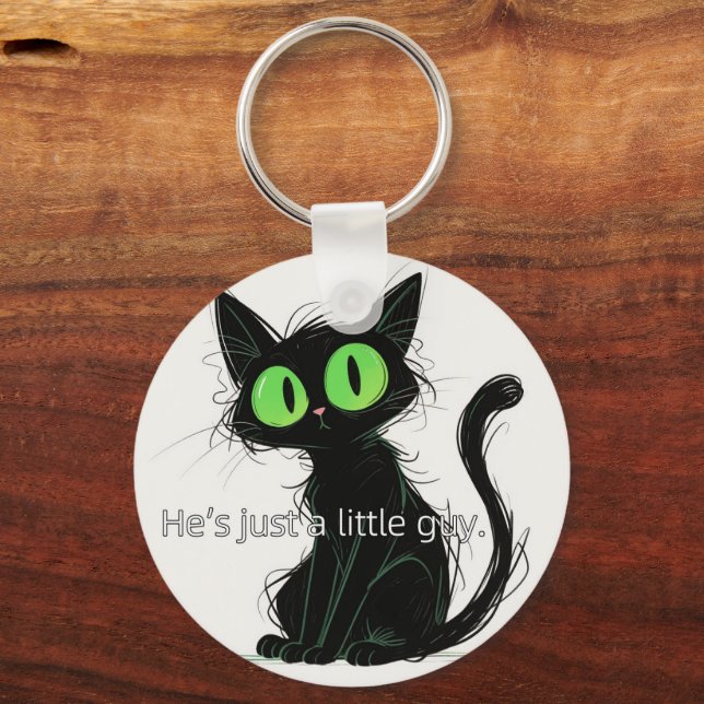 Quirky Black Cat Double - Sided Keychain (Front)