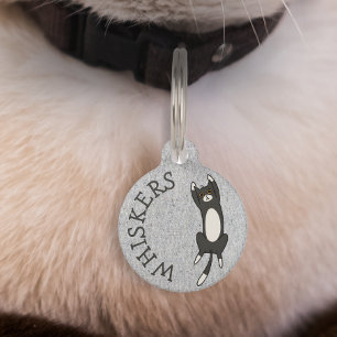 Quirky Black Cat Personalised Pet Tag