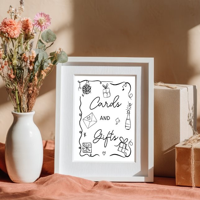 Quirky black Hand Drawn Cards Gifts Wedding Poster (Quirky black Hand Drawn Cards Gifts Wedding)