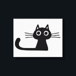 Quirky Black Kitty Cat Black and White Animal Art Canvas Print<br><div class="desc">Quirky black kitty cat with big wide eyes, long whiskers and long tail. Add some whimsy to a boring blank wall with this whimsical animal art. Fun for a kid's room or any space that can use a fun black and white art print. Visit Jenn's Doodle World for more original...</div>