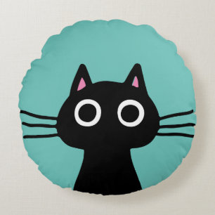Quirky Black Kitty Cat Cool Cat Lover's Round Cushion