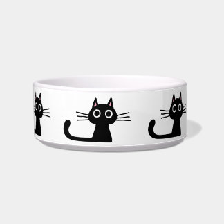Quirky Black Kitty Cats | Fun Feline Pet Dish