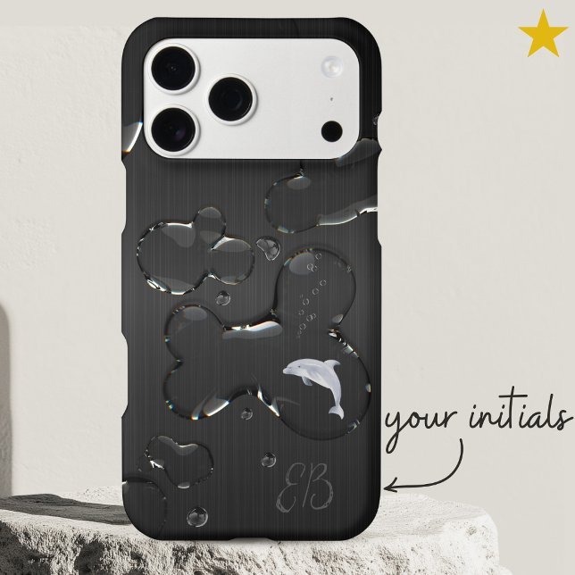 Quirky Black Metal Water Drops Dolphin Monogram (Creator Uploaded)