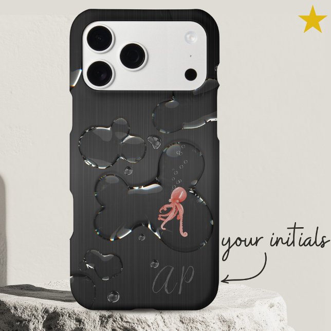 Quirky Black Metal Water Drops Octopus Monogram (Creator Uploaded)
