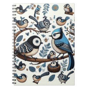 Quirky Blue Birds Notebook