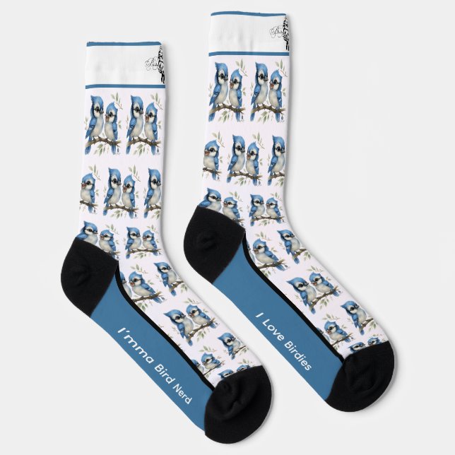 Quirky Bluejay Bird Socks (Right)