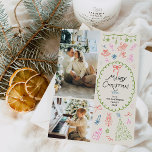 Quirky Boho Hand Drawn Merry Christmas 2 Photo  Holiday Card<br><div class="desc">Share your warmest wishes with this personalised 2 photo Holiday card. Featuring a cosy winter scene with mistletoe & greenery, it’s the perfect way to showcase your favourite family memories. **Notes: Top Image - Vertical Photo preferred & for Bottom Image - Horizontal Photo Preferred (Use Crop tool to adjust Photo...</div>