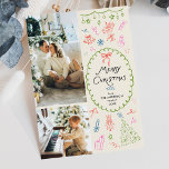 Quirky Boho Hand Drawn Merry Christmas 2 Photo  Holiday Card<br><div class="desc">Share your warmest wishes with this personalised 2 photo Holiday card. Featuring a cosy winter scene with mistletoe & greenery, it’s the perfect way to showcase your favourite family memories. **Notes: Top Image - Vertical Photo preferred & for Bottom Image - Horizontal Photo Preferred (Use Crop tool to adjust Photo...</div>