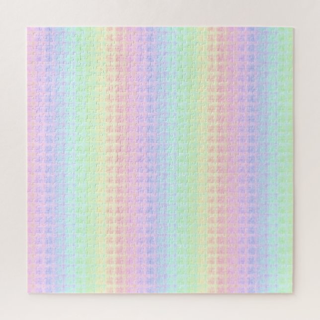 Quirky Boho Kawaii Cute Funky Pastel Rainbow Plaid Jigsaw Puzzle (Vertical)