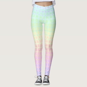 Quirky Boho Kawaii Cute Funky Pastel Rainbow Plaid Leggings
