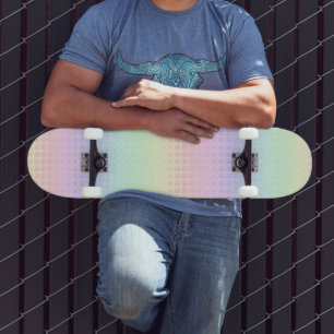 Quirky Boho Kawaii Cute Funky Pastel Rainbow Plaid Skateboard