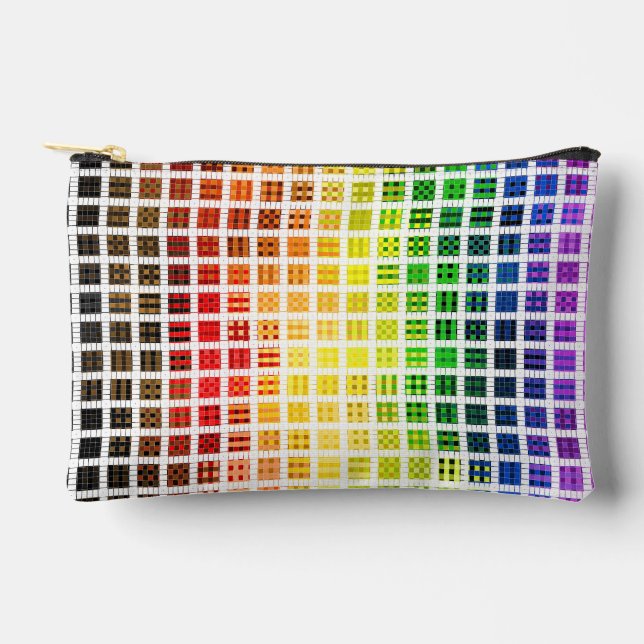 Quirky Boho Plaid Colourful Gay Rainbow Pride Flag Accessory Pouch (Front)