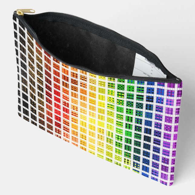 Quirky Boho Plaid Colourful Gay Rainbow Pride Flag Accessory Pouch (Open)