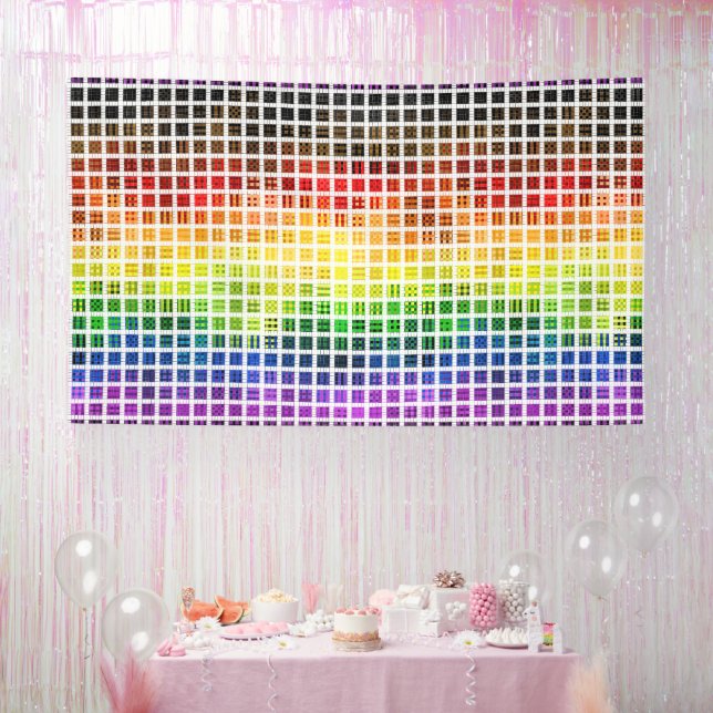 Quirky Boho Plaid Colourful Gay Rainbow Pride Flag Banner (Party)