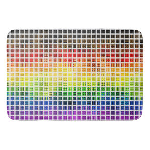 Quirky Boho Plaid Colourful Gay Rainbow Pride Flag Bath Mat