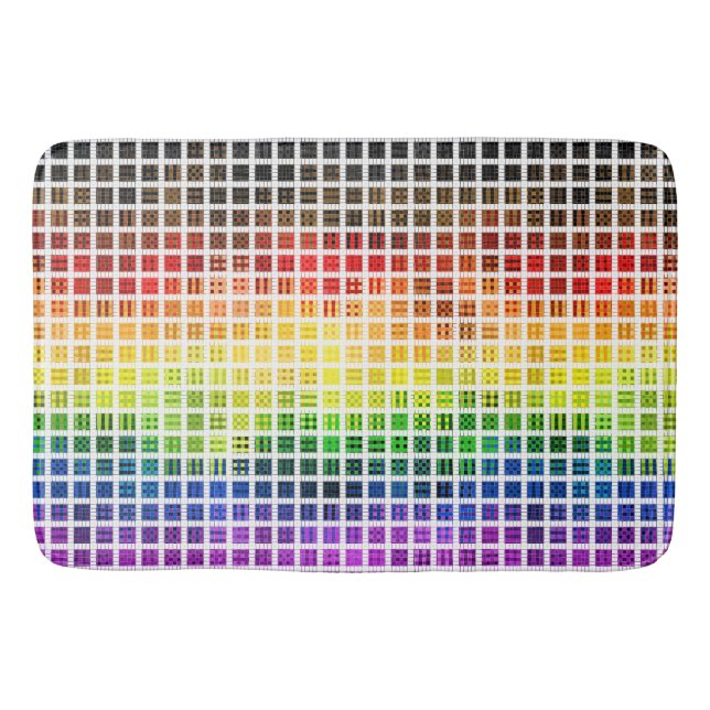 Quirky Boho Plaid Colourful Gay Rainbow Pride Flag Bath Mat (Front)