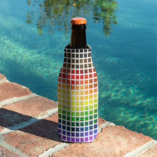 Quirky Boho Plaid Colourful Gay Rainbow Pride Flag Bottle Cooler