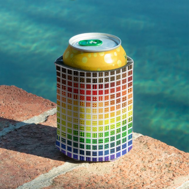 Quirky Boho Plaid Colourful Gay Rainbow Pride Flag Can Cooler (In Situ Pool)
