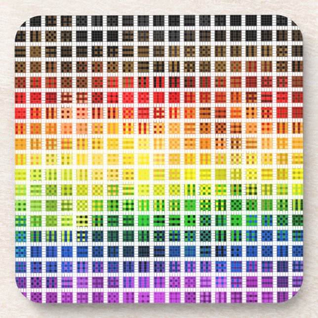 Quirky Boho Plaid Colourful Gay Rainbow Pride Flag Coaster (Front)