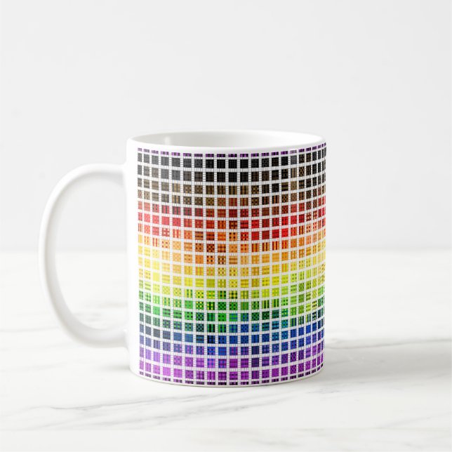 Quirky Boho Plaid Colourful Gay Rainbow Pride Flag Coffee Mug (Left)