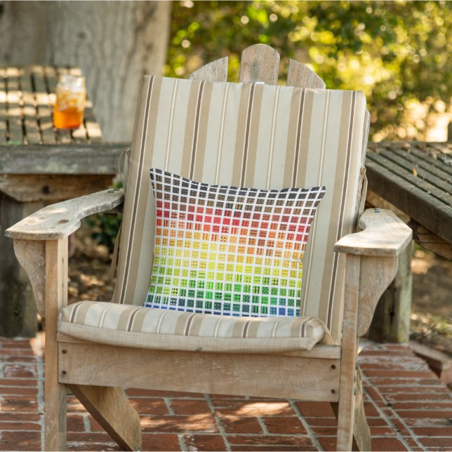 Quirky Boho Plaid Colourful Gay Rainbow Pride Flag Cushion (Chair)