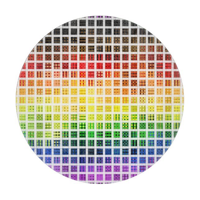 Quirky Boho Plaid Colourful Gay Rainbow Pride Flag Cutting Board (Front)