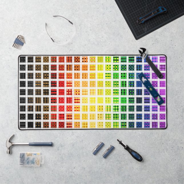 Quirky Boho Plaid Colourful Gay Rainbow Pride Flag Desk Mat (Workstation)