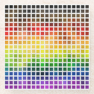 Quirky Boho Plaid Colourful Gay Rainbow Pride Flag Glass Coaster
