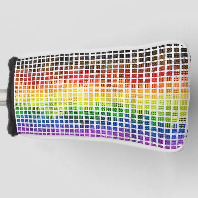 Quirky Boho Plaid Colourful Gay Rainbow Pride Flag Golf Head Cover (Front)