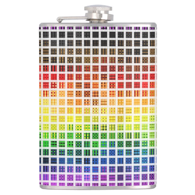 Quirky Boho Plaid Colourful Gay Rainbow Pride Flag Hip Flask (Front)
