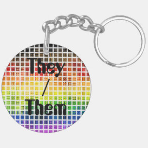Quirky Boho Plaid Colourful Gay Rainbow Pride Flag Key Ring