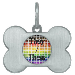 Quirky Boho Plaid Colourful Gay Rainbow Pride Flag Pet ID Tag