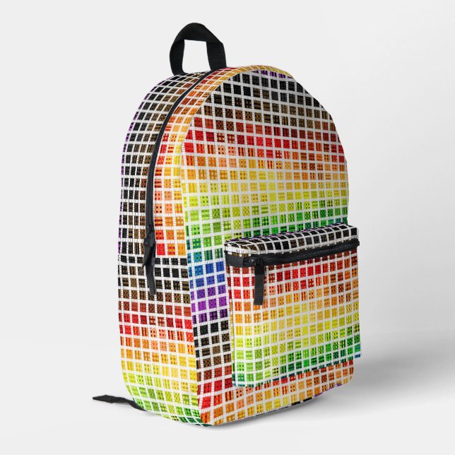 Quirky Boho Plaid Colourful Gay Rainbow Pride Flag Printed Backpack (Back Corner Left)