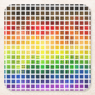 Quirky Boho Plaid Colourful Gay Rainbow Pride Flag Square Paper Coaster