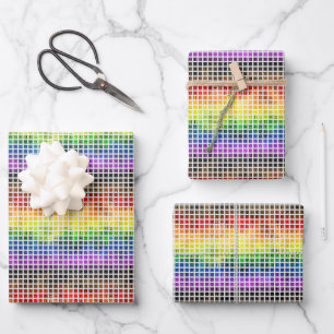 Quirky Boho Plaid Colourful Gay Rainbow Pride Flag Wrapping Paper Sheet