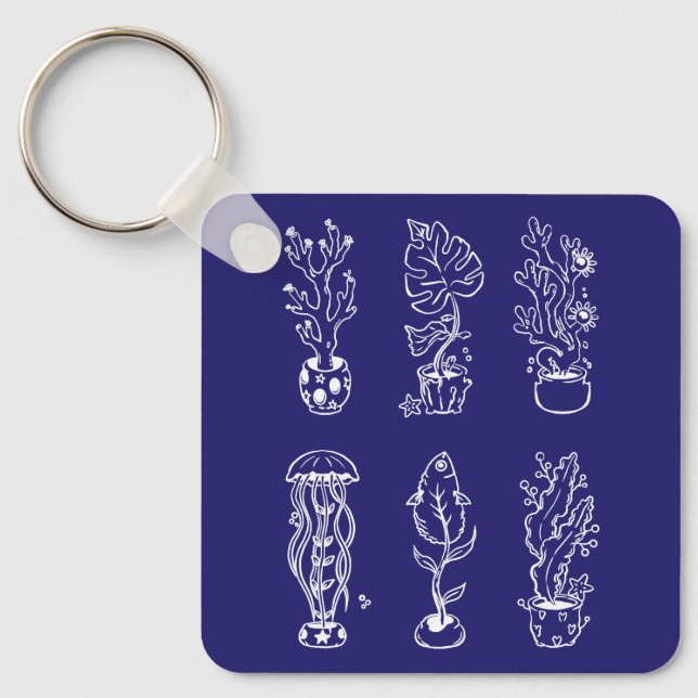 Quirky botanical key ring (Front)