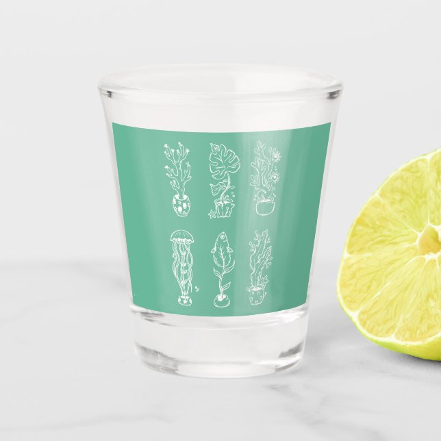 Quirky botanical shot glass (Front)