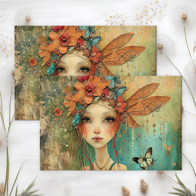 QUIRKY BUTTERFLY FAIRY GIRL DECOUPAGE TISSUE PAPER (QUIRKY BUTTERFLY FAIRY GIRL DECOUPAGE TISSUE PAPER)