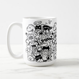 Quirky Cartoon Character Crowd Coffee Mug